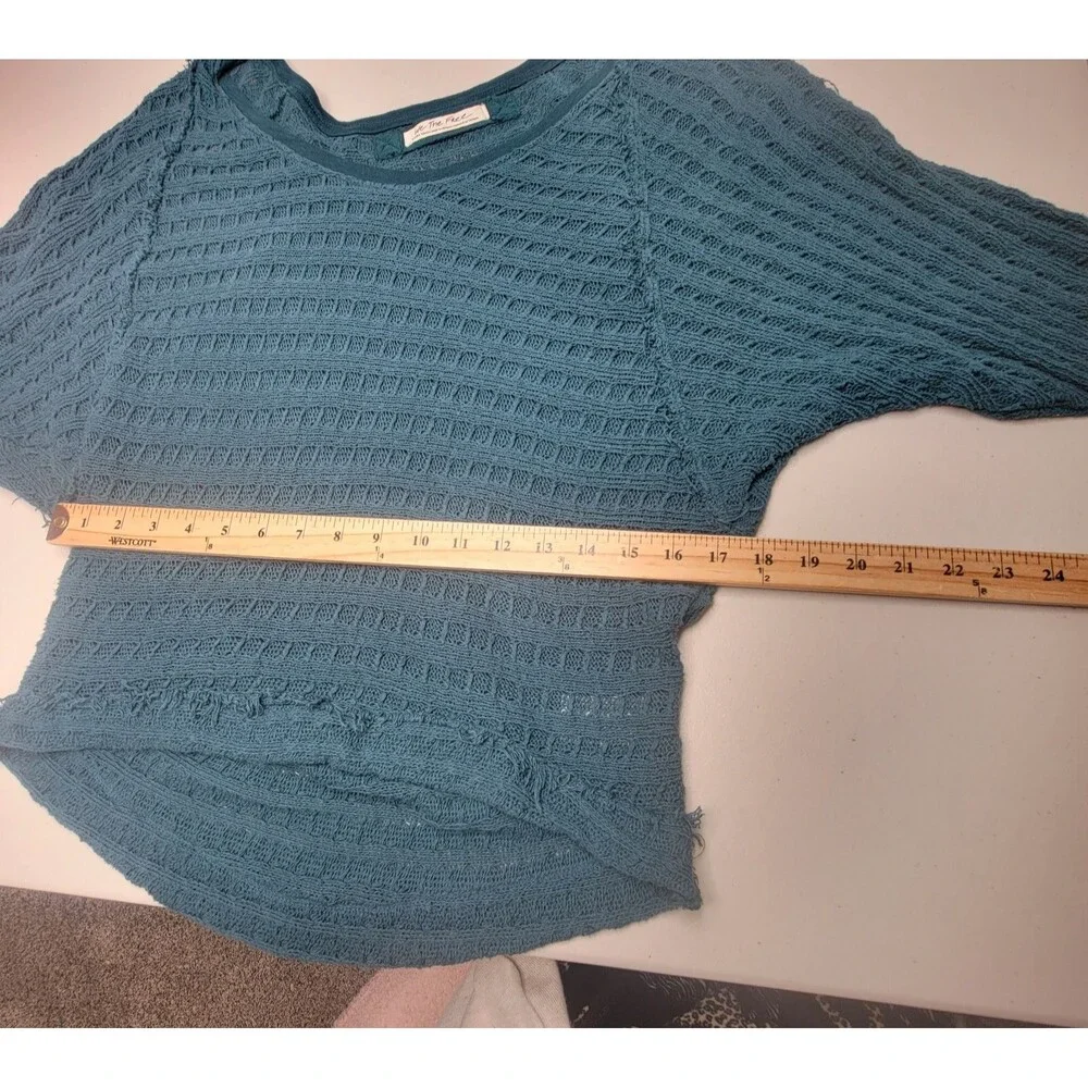 Free People We The Free Thien's Hacci Long Sleeve Sweater Teal Green Knit Y2K XS